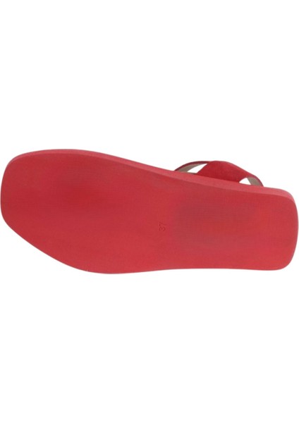 Kırmızı Alf Süet Kadın Düz Sandalet 01WA5403 01WA5403 indirimleri