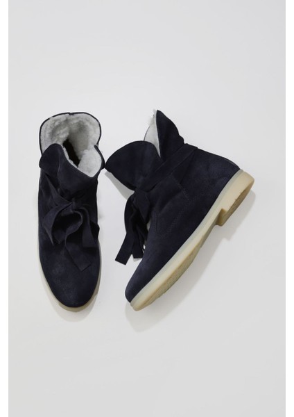 Lacivert Süet Kadın Düz Bot 01WT3303 01WT3303