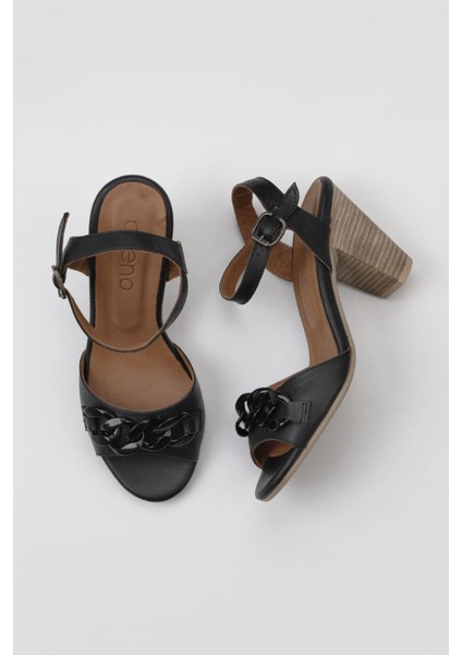 Siyah Khv-Bej Deri Kadın Topuklu Sandalet 01WU11200 01WU11200
