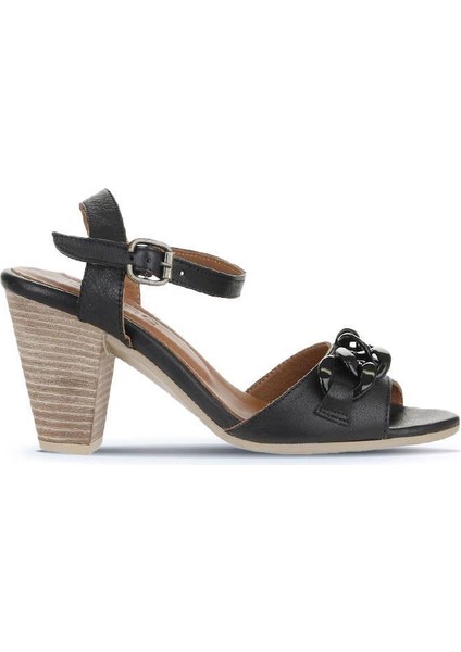 Siyah Khv-Bej Deri Kadın Topuklu Sandalet 01WU11200 01WU11200 fiyatları