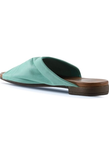 Yeşil Deri Kadın Düz Terlik 01WN0204 01WN0204 indirimleri
