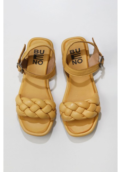 Sarı Deri Kadın Düz Sandalet 01WU4124 01WU4124