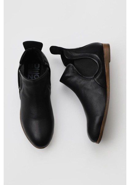 Siyah Deri Kadın Düz Bot 01WP1602 01WP1602