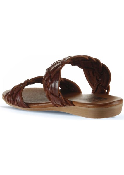 Kahverengi Deri Kadın Düz Terlik 01WU7452 01WU7452 fırsatları