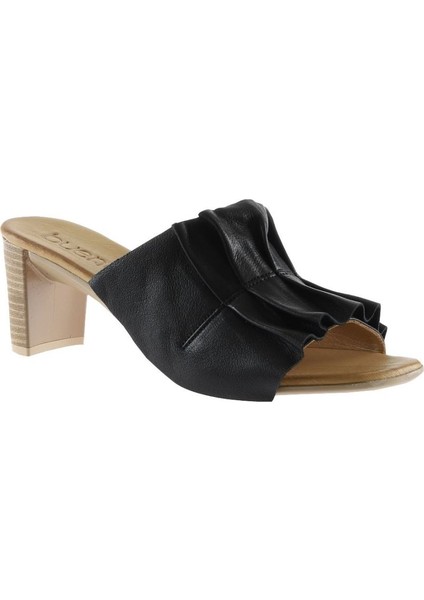 Siyah Deri Kadın Topuklu Terlik 01WN4001 01WN4001 modelleri