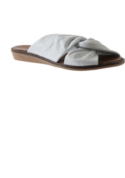 Beyaz Deri Kadın Düz Terlik 01WU8210 01WU8210 modelleri