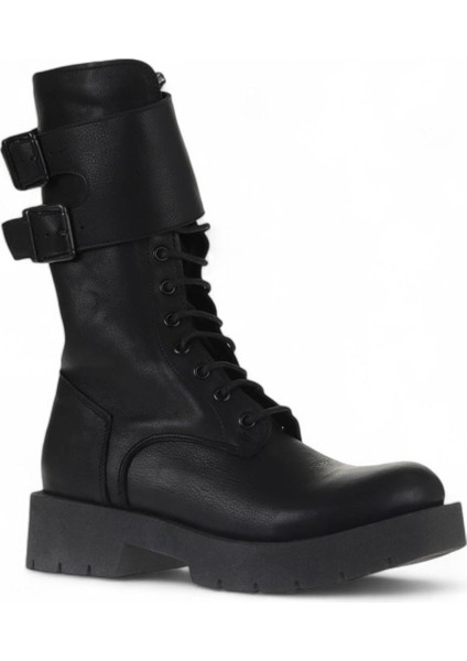 Siyah Deri Kadın Düz Bot 01WT2513 01WT2513 fiyatları