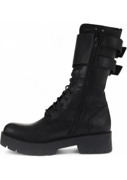 Siyah Deri Kadın Düz Bot 01WT2513 01WT2513 modelleri