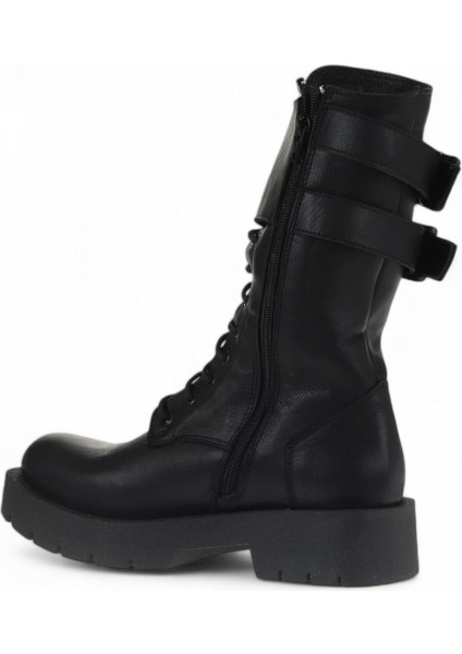 Siyah Deri Kadın Düz Bot 01WT2513 01WT2513 fırsatları