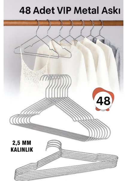 Metal Elbise Kıyafet Askısı,48 Adet,giysi Askısı,pantolon Askısı Tel Askı Vıp