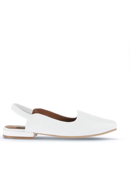 Beyaz Deri Kadın Düz Sandalet 01WA0303 01WA0303