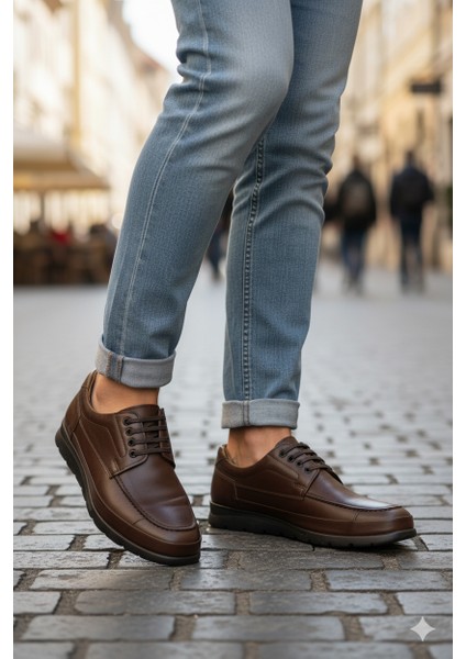 Erkek Bağcıklı Zeta Kauçuk Taban Comfort Tam Kalıp Deri Ortopedik Klasik Ayakkabı modelleri