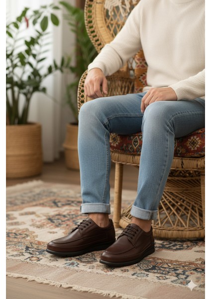 Erkek Bağcıklı Zeta Kauçuk Taban Comfort Tam Kalıp Deri Ortopedik Klasik Ayakkabı fırsatları