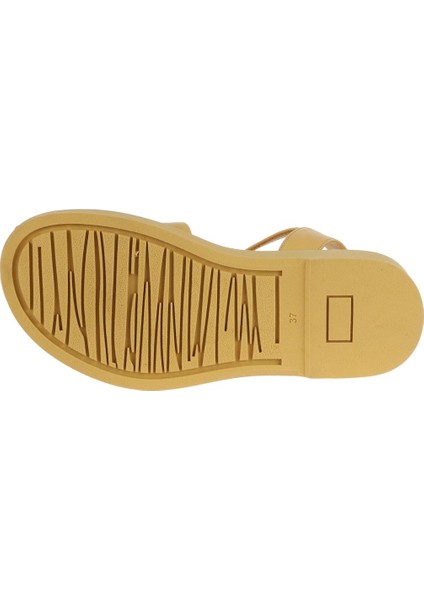 Sarı Deri Kadın Düz Sandalet 01WA0701 01WA0701 indirimleri