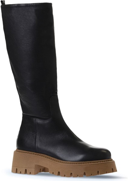 Siyah Deri Kadın Düz Çizme 01WV3109 01WV3109 fiyatları