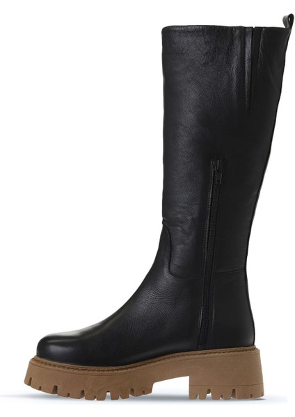 Siyah Deri Kadın Düz Çizme 01WV3109 01WV3109 modelleri