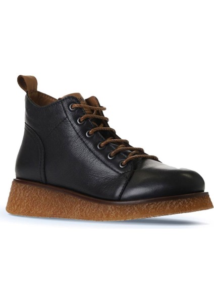 Siyah Deri Kadın Düz Bot 01WV5204 01WV5204 modelleri