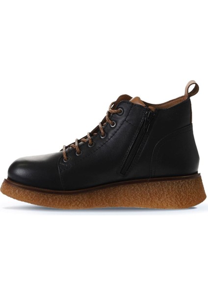 Siyah Deri Kadın Düz Bot 01WV5204 01WV5204 fırsatları