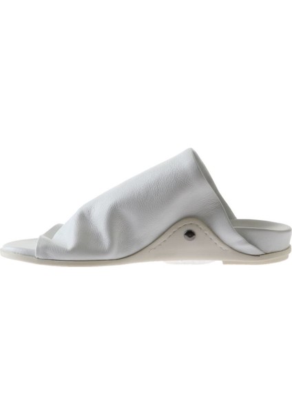 Beyaz Deri Kadın Düz Terlik 01WU7602 01WU7602 fırsatları