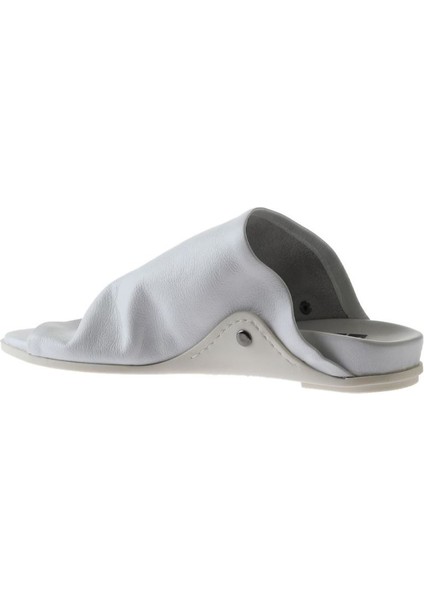 Beyaz Deri Kadın Düz Terlik 01WU7602 01WU7602 indirimleri