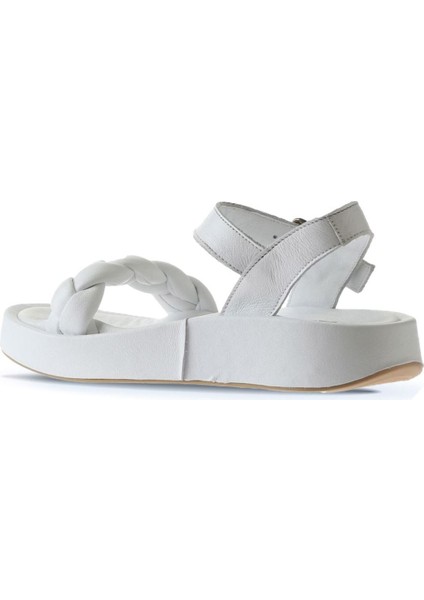 Beyaz Deri Kadın Düz Sandalet 01WU4641 01WU4641 indirimleri