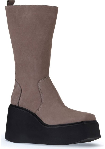 Bej Nubuk Kadın Dolgu Topuklu Çizme 01WV1701 01WV1701 fiyatları