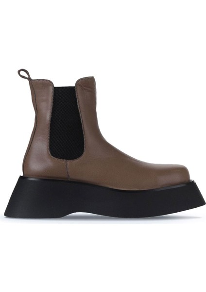 Gri Deri Kadın Dolgu Topuklu Bot 01WV5100 01WV5100