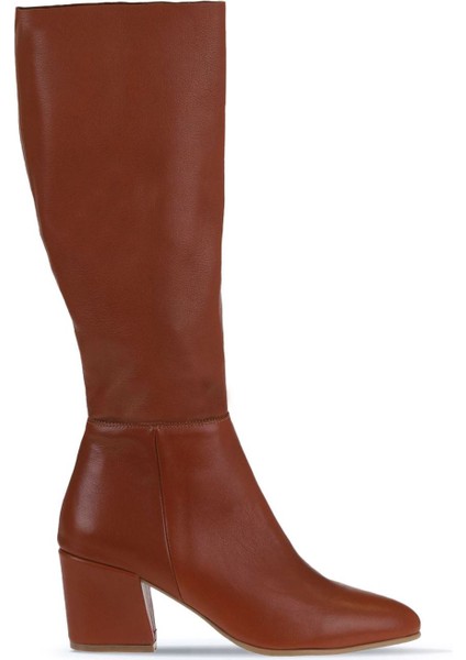 Taba Koyu Deri Kadın Topuklu Çizme 01WR5104 01WR5104