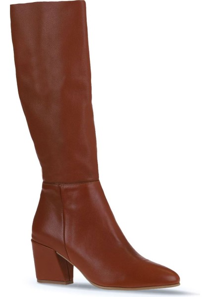 Taba Koyu Deri Kadın Topuklu Çizme 01WR5104 01WR5104 fiyatları