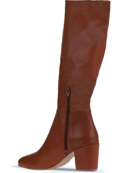 Taba Koyu Deri Kadın Topuklu Çizme 01WR5104 01WR5104 fırsatları