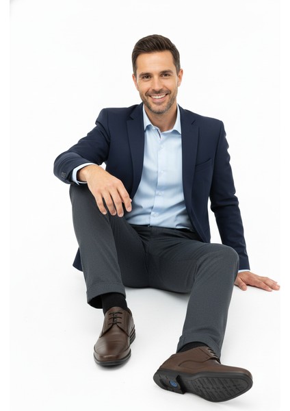 Erkek Bağcıklı Poli Taban Comfort Model Tam Kalıp Deri Ortopedik Klasik Ayakkabı