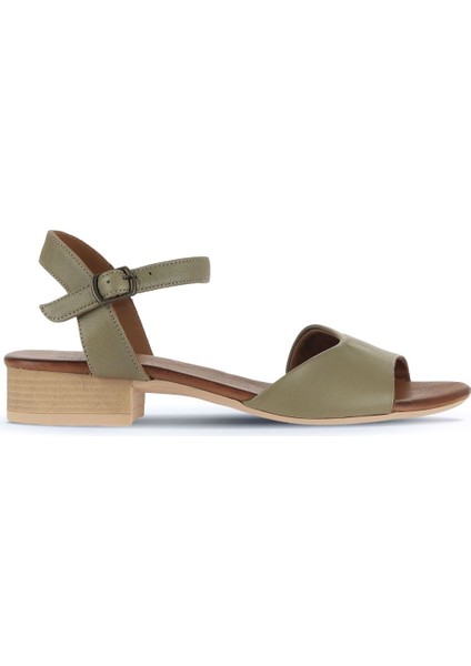 Yeşil Deri Kadın Az Topuklu Sandalet 01WA7308 01WA7308