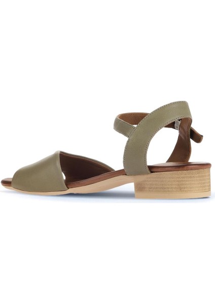 Yeşil Deri Kadın Az Topuklu Sandalet 01WA7308 01WA7308 fırsatları