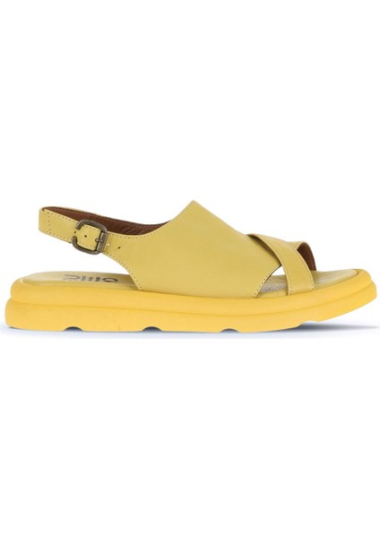 Sarı Deri Kadın Düz Sandalet 01WA2605 01WA2605