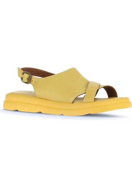 Sarı Deri Kadın Düz Sandalet 01WA2605 01WA2605 fiyatları