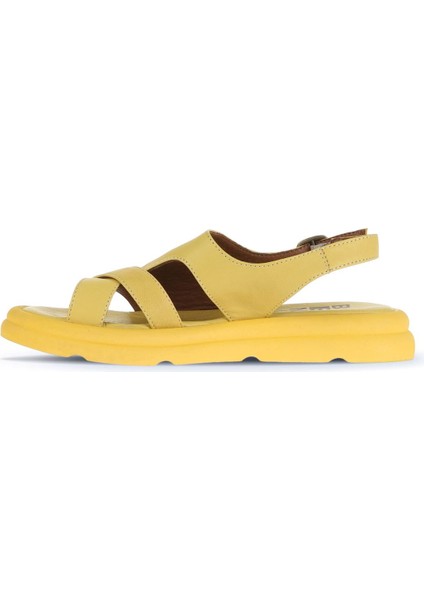 Sarı Deri Kadın Düz Sandalet 01WA2605 01WA2605 modelleri