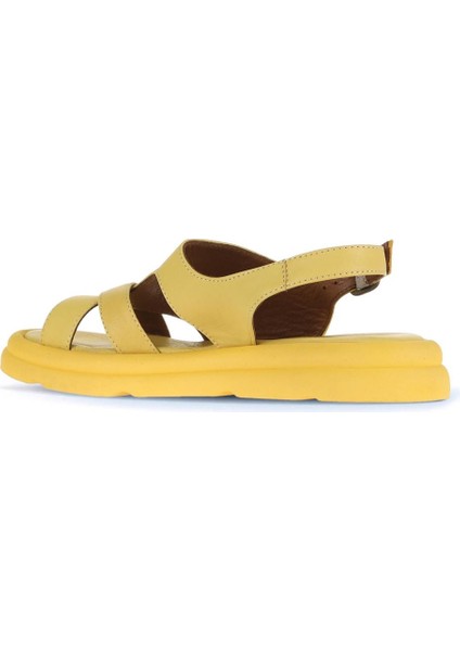 Sarı Deri Kadın Düz Sandalet 01WA2605 01WA2605 fırsatları