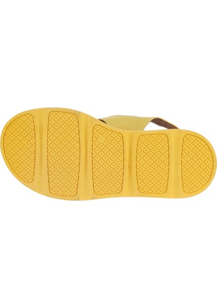 Sarı Deri Kadın Düz Sandalet 01WA2605 01WA2605 indirimleri