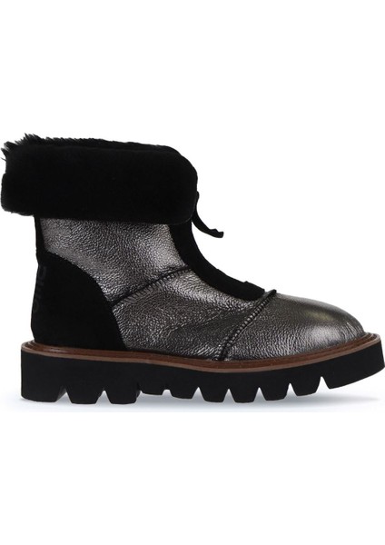 Kurşun Siyah Deri Kadın Düz Bot 01WV10204 01WV10204