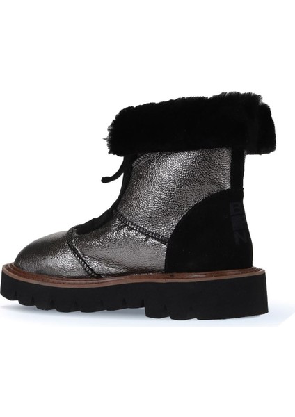 Kurşun Siyah Deri Kadın Düz Bot 01WV10204 01WV10204 fırsatları