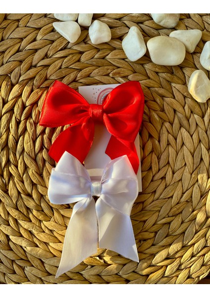 Kurdele Kırmızı ve Beyaz Renk Bayramlık Iki Adet Toka