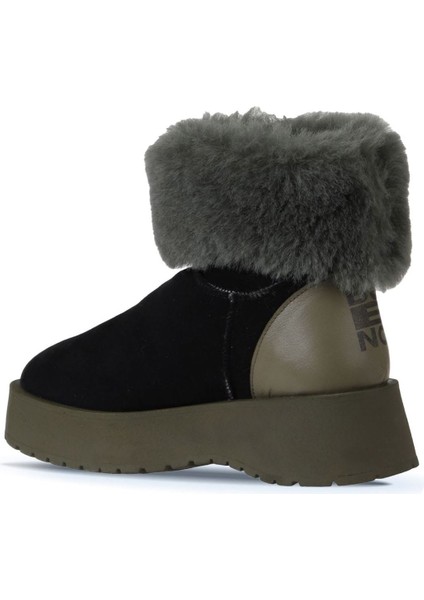 Haki Siyah Deri-Süet Kadın Dolgu Topuklu Bot 01WV1315 01WV1315 fırsatları