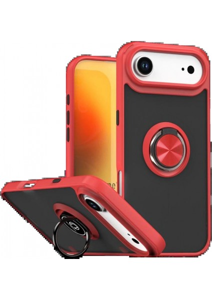 Apple iPhone 17 Air Montreal Yüzüklü Silikon Kapak - Kırmızı