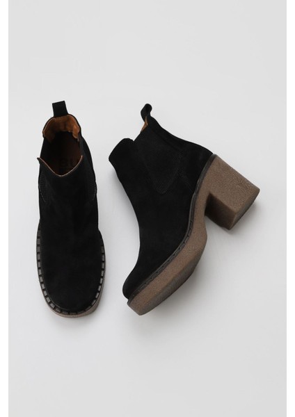 Siyah Süet Kadın Topuklu Bot 01WT2900 01WT2900