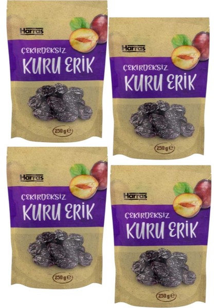 Çekirdeksiz Kuru Erik 4'lü Paket | Lezzetli & Doğal Atıştırmalık | 4 Adet x 175 gr