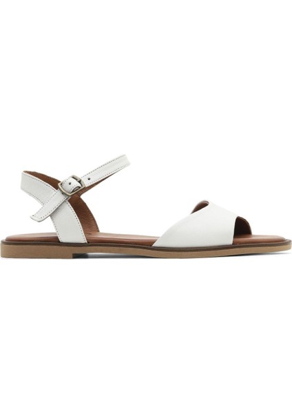 Beyaz Deri Kadın Düz Sandalet 01WA5704 01WA5704