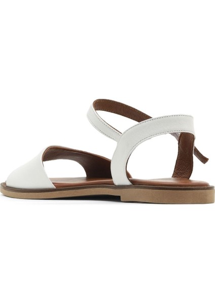 Beyaz Deri Kadın Düz Sandalet 01WA5704 01WA5704 fırsatları
