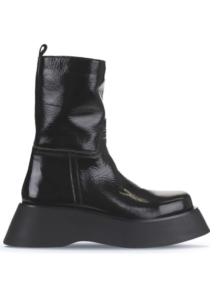 Siyah Kırışık Rugan Kadın Dolgu Topuklu Bot 01WV5101 01WV5101