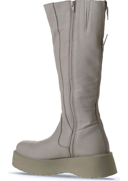 Bej Deri Kadın Dolgu Topuklu Çizme 01WV1307 01WV1307 fırsatları