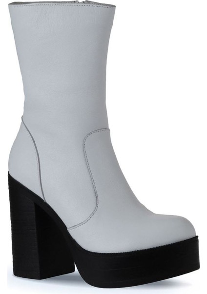 Beyaz Deri Kadın Topuklu Bot 01WV5000 01WV5000 fiyatları